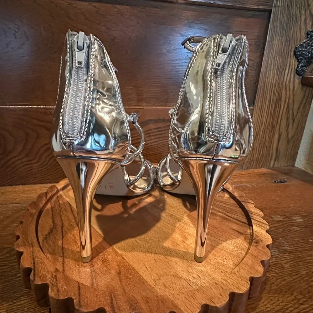 Silver Strappy Stiletto Sandals
